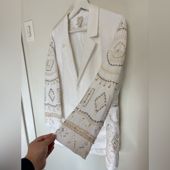 Chico's Vintage Linen Embroidered Blazer - Picture 12 of 13